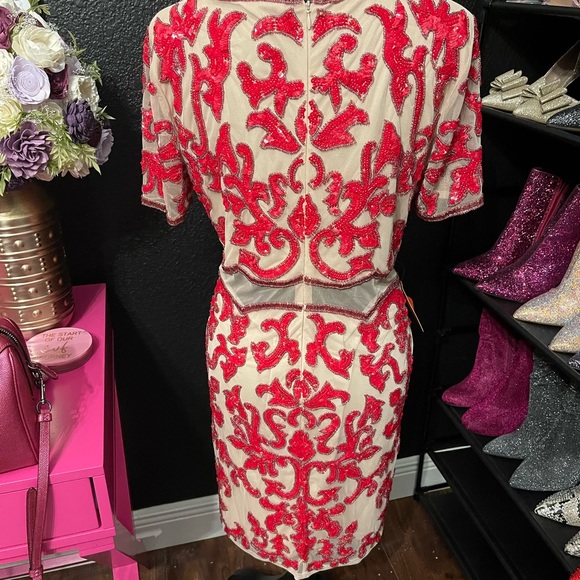 Frock and Frill red beaded dress with mesh insert - Picture 2 of 12